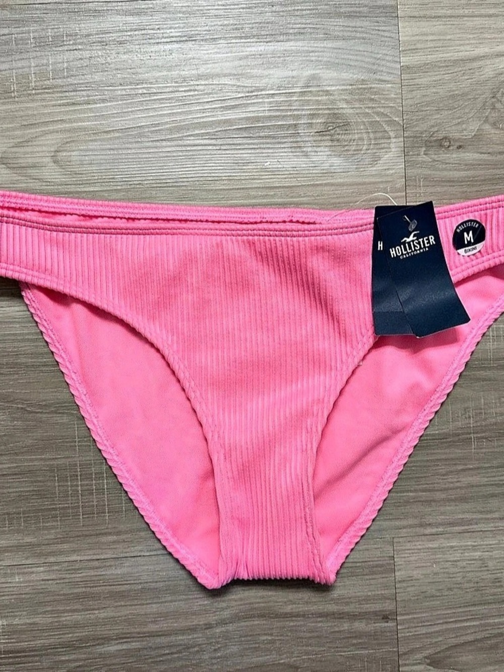 Hollister Ribbed Bikini Bottom in Pink Size Medium NWT